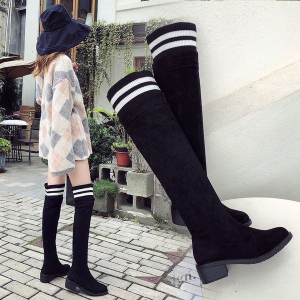 2019autumn and winter wild plus velvet over the knee boots children high-heeled single boots high elastic thick with, Black
2019autumn and winter wild plus velvet over the knee boots children high-heeled single boots high elastic thick with, Black