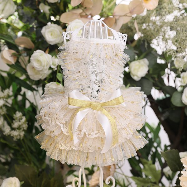 handmade dog apparel clothes golden shoulder-straps lace pet evening dress cats poodle maltese
handmade dog apparel clothes golden shoulder-straps lace pet evening dress cats poodle maltese