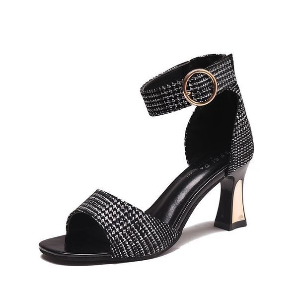 sandals women's 2019 new style fairy-style plaid a- line with high heel shoes versatile chunky-heel hight-rome sandals, Black
sandals women's 2019 new style fairy-style plaid a- line with high heel shoes versatile chunky-heel hight-rome sandals, Black