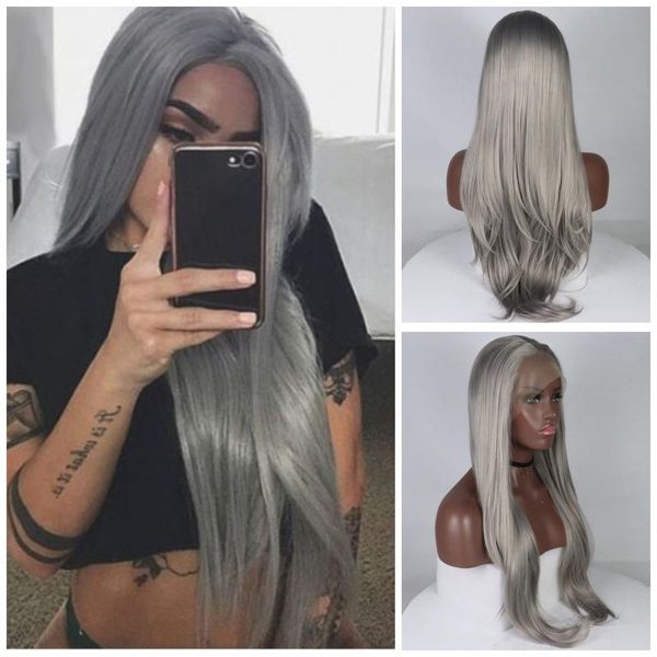 silver grey parting synthetic 13*4 lace front wig straight heat resistant fiber natural hairline for women girls hair wigs, Black
silver grey parting synthetic 13*4 lace front wig straight heat resistant fiber natural hairline for women girls hair wigs, Black