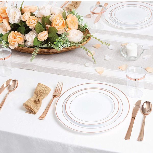 125pcs rose gold cups plastic plates disposable transparent cup plate cutlery set travel camping wedding party for all holidays
125pcs rose gold cups plastic plates disposable transparent cup plate cutlery set travel camping wedding party for all holidays