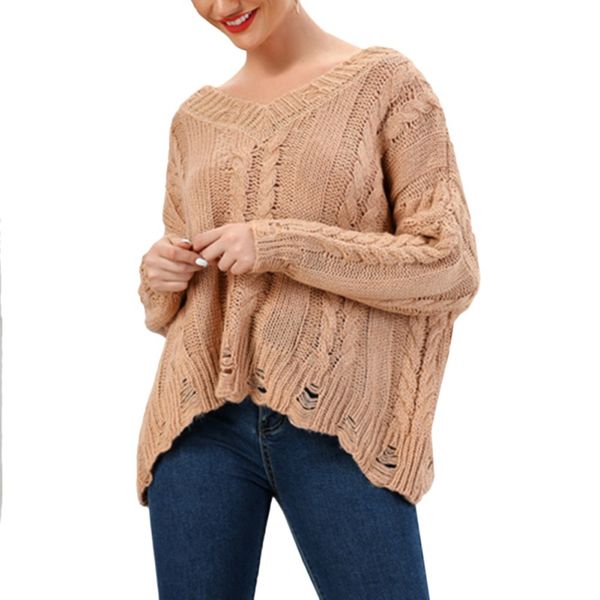 women autumn winter sweater loose v-neck lazy twist solid color pullover sweater openwork knit coat new arrival, White;black
women autumn winter sweater loose v-neck lazy twist solid color pullover sweater openwork knit coat new arrival, White;black