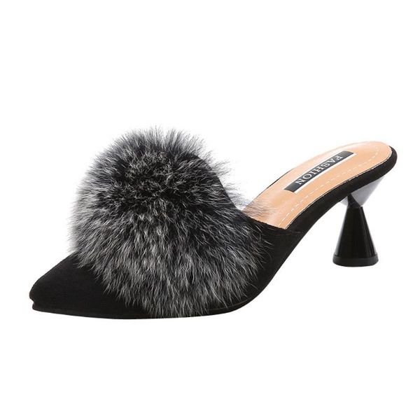 thin high heels fur slippers for women pointed toe sinlge shoes woman large size fashion lazy shoes casual high heeled slippers, Black
thin high heels fur slippers for women pointed toe sinlge shoes woman large size fashion lazy shoes casual high heeled slippers, Black