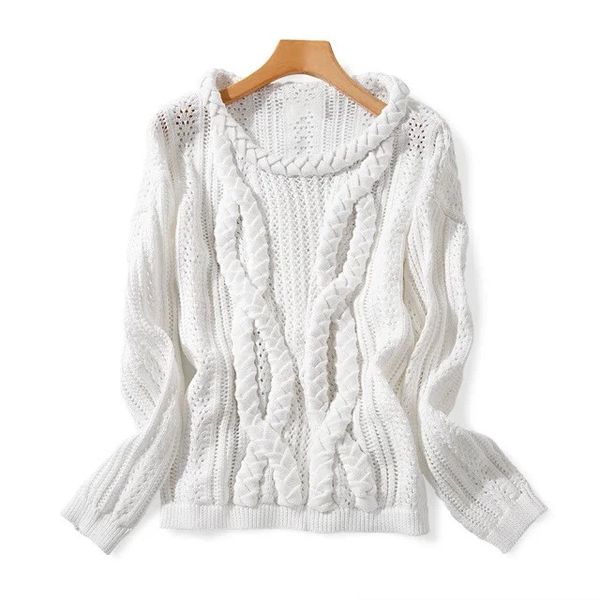 new cable knit sweater women o neck hollow out knitted pullover knitwear, White;black
new cable knit sweater women o neck hollow out knitted pullover knitwear, White;black