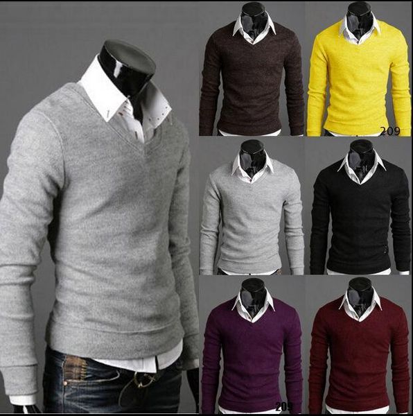 mens sweaters new autumn and winter classical slim sweater mens v-neck with 7 colors asian size, White;black 
mens sweaters new autumn and winter classical slim sweater mens v-neck with 7 colors asian size, White;black