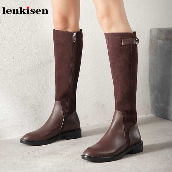 lenkisen genuine leather patchwork boots fashion belt buckle round toe med heels winter zipper warm women thigh high boots l7f9, Black
lenkisen genuine leather patchwork boots fashion belt buckle round toe med heels winter zipper warm women thigh high boots l7f9, Black