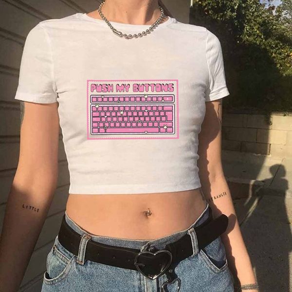 2020 summer new women slim fitpush my buttons letter print crop casual cute graphic tee father's day, White
2020 summer new women slim fitpush my buttons letter print crop casual cute graphic tee father's day, White