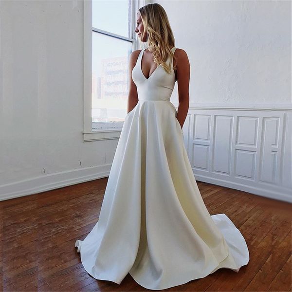 a-line satin prom party dresses with pockets v neck vestido de formatura formal gowns evening dress open bowknot back, Black;red
a-line satin prom party dresses with pockets v neck vestido de formatura formal gowns evening dress open bowknot back, Black;red