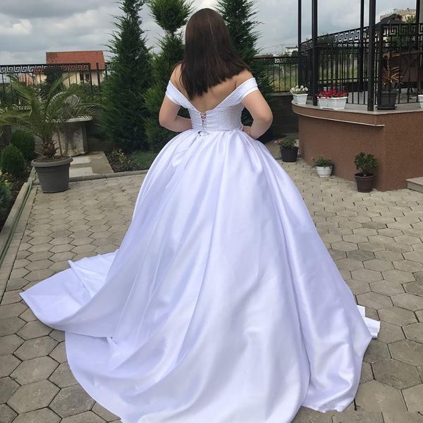 2020 off shoulder beading ball gown wedding dresses pleated lace up back garden plus size bridal gowns formal long vestidos de marriage, White
2020 off shoulder beading ball gown wedding dresses pleated lace up back garden plus size bridal gowns formal long vestidos de marriage, White