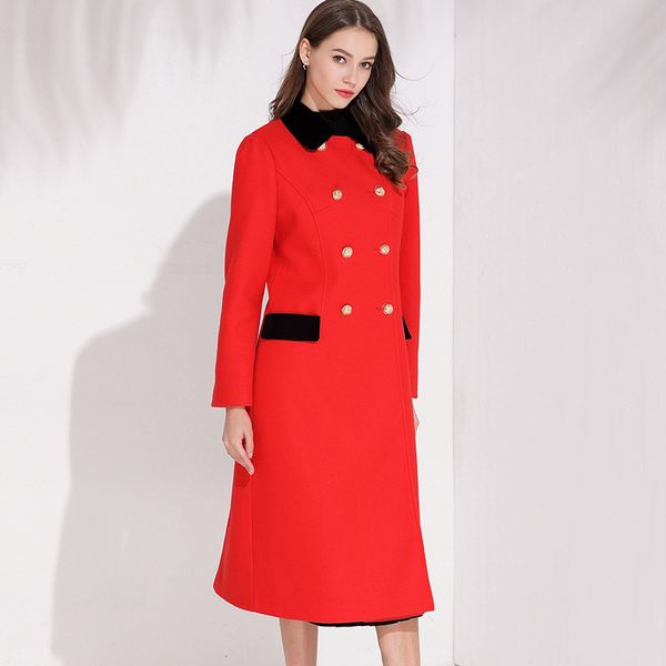 2019 winter new women's red and black coat contrast color slim coat plus long fashion coat female, Tan;black
2019 winter new women's red and black coat contrast color slim coat plus long fashion coat female, Tan;black