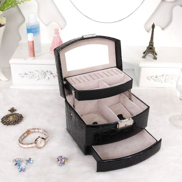 high grade crocodile print jewelry display leather box 3 layers ring necklace chain jewelry case container home storage supplies, Black;white
high grade crocodile print jewelry display leather box 3 layers ring necklace chain jewelry case container home storage supplies, Black;white