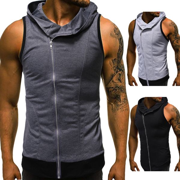 summer new men' sleeveless solid vest chest zipper male hat tandk vest men gym sport clothes hip hop homme men wear, White;black
summer new men' sleeveless solid vest chest zipper male hat tandk vest men gym sport clothes hip hop homme men wear, White;black