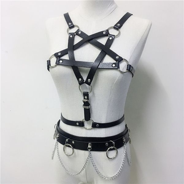 punk faux leather 2 piece set women fashion pentagram crop harness belt rave festival party two piece club outfits, Gray
punk faux leather 2 piece set women fashion pentagram crop harness belt rave festival party two piece club outfits, Gray