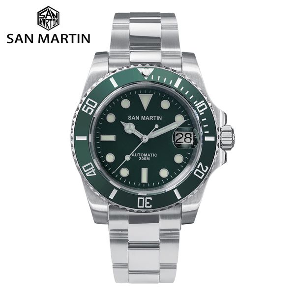 san martin diver water ghost luxury sapphire crystal men automatic mechanical watches ceramic bezel 20bar luminous date window t200324, Slivery;brown
san martin diver water ghost luxury sapphire crystal men automatic mechanical watches ceramic bezel 20bar luminous date window t200324, Slivery;brown