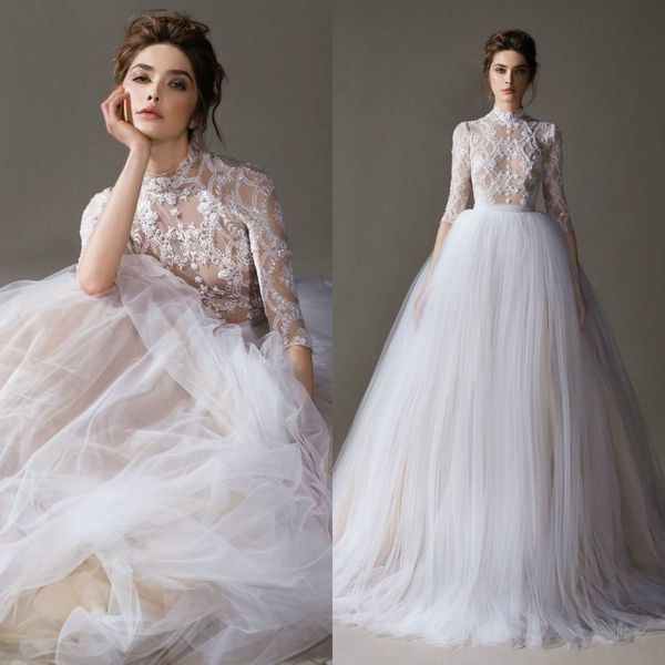 generous a line wedding dresses floral high-neck long sleeves beaded appliqued wedding gown sweep train custom made vestidos de novia, White
generous a line wedding dresses floral high-neck long sleeves beaded appliqued wedding gown sweep train custom made vestidos de novia, White