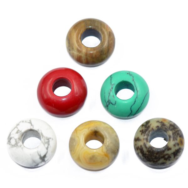 6pcs mixed large hole rondelle gemstone jade jasper beads jewelry making, Black 
6pcs mixed large hole rondelle gemstone jade jasper beads jewelry making, Black