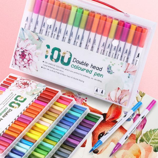 24/48/60/80/100 pcs colors double head highlighter pen for drawing painting watercolor art marker pens brush pen school supplies
24/48/60/80/100 pcs colors double head highlighter pen for drawing painting watercolor art marker pens brush pen school supplies