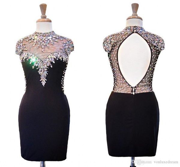 vintage black high neck short cocktail prom dress with short sleeves beaded crystal sheath keyhole back evening homecoming dress gowns
vintage black high neck short cocktail prom dress with short sleeves beaded crystal sheath keyhole back evening homecoming dress gowns