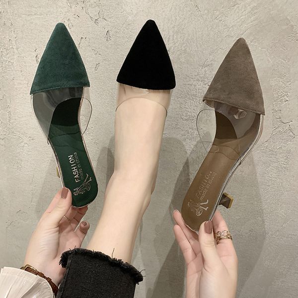 shallow shoes woman 2020 slippers heels med cover toe jelly slides flock slipers women loafers high transparent pointed thin, Black
shallow shoes woman 2020 slippers heels med cover toe jelly slides flock slipers women loafers high transparent pointed thin, Black