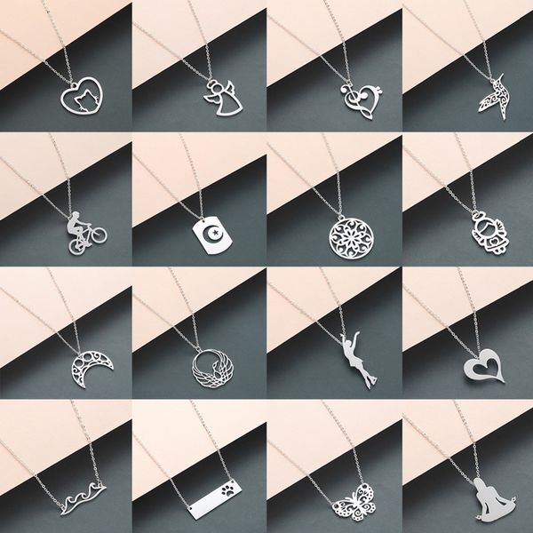 todorova stainless steel chain bijoux femme moon star dog tag phoenix hummingbird yoga note angel wave chokers necklaces women, Silver
todorova stainless steel chain bijoux femme moon star dog tag phoenix hummingbird yoga note angel wave chokers necklaces women, Silver