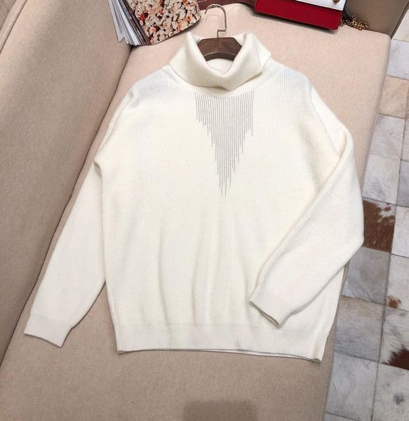 2019 new ladies fashion long-sleeved casual drilling turtleneck sweater 1123, White;black
2019 new ladies fashion long-sleeved casual drilling turtleneck sweater 1123, White;black
