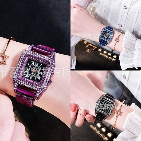dzg women's small square diamond roman women's iron-absorbing stone diamond watch buckle lazy quartz alloy watch, Blue
dzg women's small square diamond roman women's iron-absorbing stone diamond watch buckle lazy quartz alloy watch, Blue