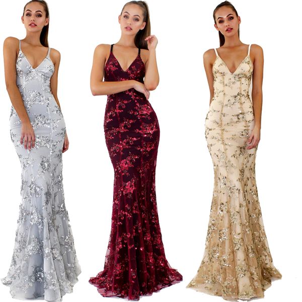 party dresses v-neck sequin evening dress spaghetti straps formal gown prom champagne and gold vestidos elegantes, White;black
party dresses v-neck sequin evening dress spaghetti straps formal gown prom champagne and gold vestidos elegantes, White;black