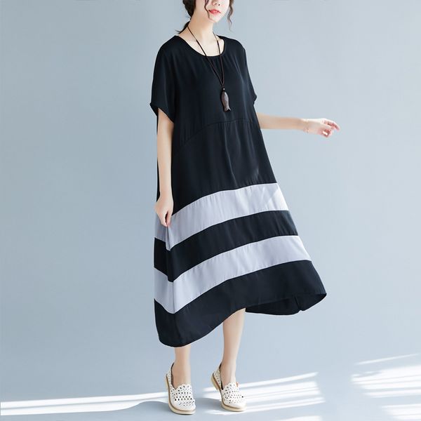 2019 xia kuansong will code suit-dress fat mm short sleeve dress long paragraph show thin literature nation wind covering stomach, White;black
2019 xia kuansong will code suit-dress fat mm short sleeve dress long paragraph show thin literature nation wind covering stomach, White;black