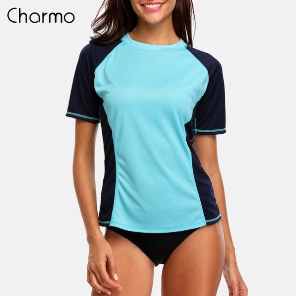 charmo short sleeve women rashguard solid swimwear colorblock swimsuit surfing running biking shirts rash guard upf 50+
charmo short sleeve women rashguard solid swimwear colorblock swimsuit surfing running biking shirts rash guard upf 50+