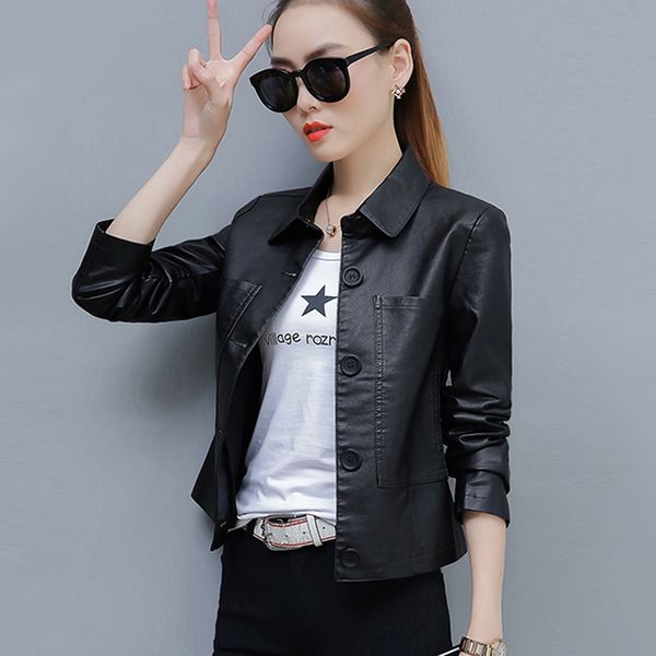 black pu leather jacket women plus size fashion short basic coat office work autumn winter jacket soft female streetwear
black pu leather jacket women plus size fashion short basic coat office work autumn winter jacket soft female streetwear