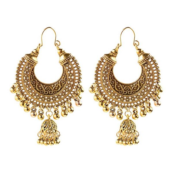 vintage ethnic indian earrings for women boho jewelry ladies retro round bell tassel hollow tassel jhumka earrings, Silver
vintage ethnic indian earrings for women boho jewelry ladies retro round bell tassel hollow tassel jhumka earrings, Silver