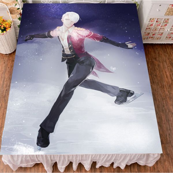 anime yuri on ice viktor victor dancing fleece soft blanket bed sheet