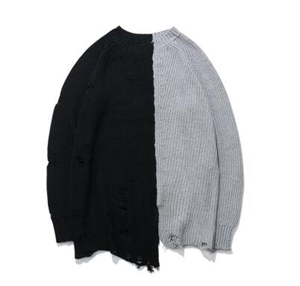 holes winter fashion sweater mens knaye west vintage hip-hop style oversized stitching sweater men pullovers, White;black
holes winter fashion sweater mens knaye west vintage hip-hop style oversized stitching sweater men pullovers, White;black