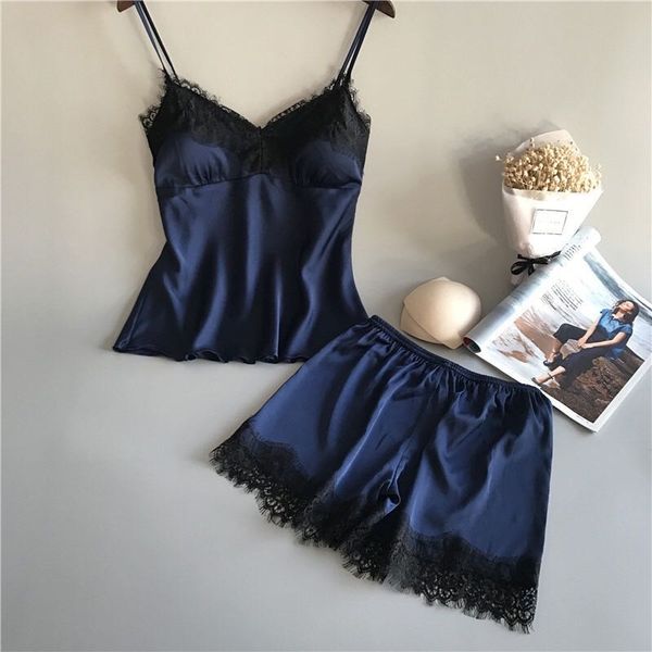 women's sleepwear blue cute women pajamas sets satin ladies sling nightwear summer lingerie lace underwear sleep pants, Black;red
women's sleepwear blue cute women pajamas sets satin ladies sling nightwear summer lingerie lace underwear sleep pants, Black;red