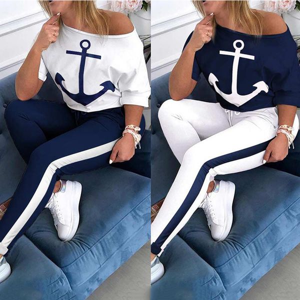 плюс размер two piece set tracksuit женщин лодка якорь печати 2 piece set top и брюки femme одежды упругие талии длинные брюки set, White
плюс размер two piece set tracksuit женщин лодка якорь печати 2 piece set top и брюки femme одежды упругие талии длинные брюки set, White