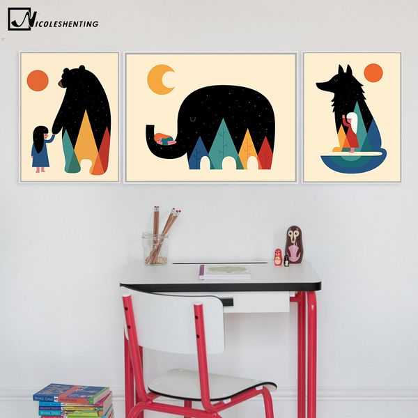 nordic art cartoon animal poster elephant bear wolf minimalist canvas painting nursery wall picture kids baby room decoration
nordic art cartoon animal poster elephant bear wolf minimalist canvas painting nursery wall picture kids baby room decoration