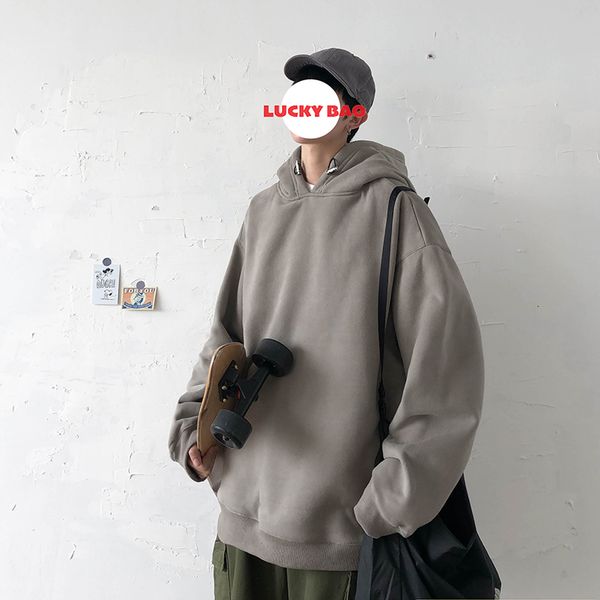 2019 new large size japanese cotton double cap plus velvet thick solid color men's loose version couple casual pullover, Black
2019 new large size japanese cotton double cap plus velvet thick solid color men's loose version couple casual pullover, Black
