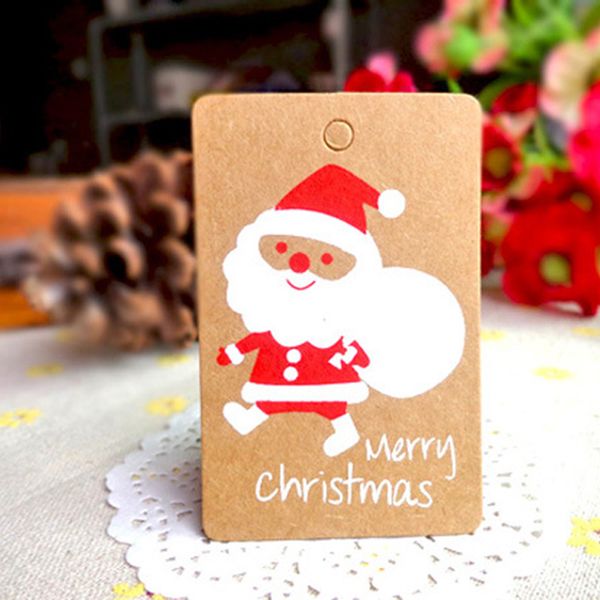 

50pcs christmas kraft paper tags diy labels for new year christmas ornaments gift wrapping party decoration