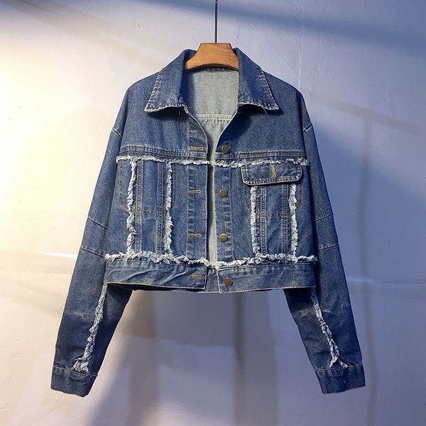 short jackets femae 2019 spring autumn trendy casual windbreaker loose tassles frayed denim jackets fashion chic jeans jacket, Black;brown
short jackets femae 2019 spring autumn trendy casual windbreaker loose tassles frayed denim jackets fashion chic jeans jacket, Black;brown