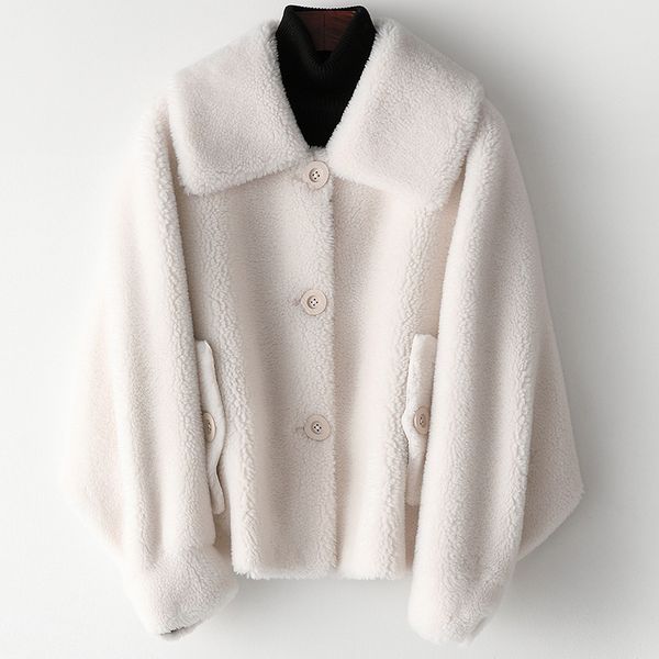 women's fur & faux warm winter coat casual wool white overcoat outerwear fasion sheepskin women jackets real thick turn-down collar, Black
women's fur & faux warm winter coat casual wool white overcoat outerwear fasion sheepskin women jackets real thick turn-down collar, Black