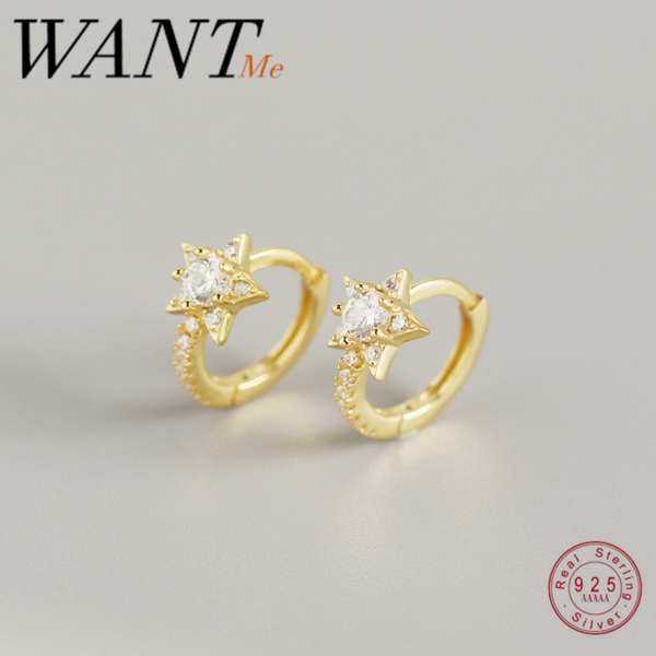 wantme fashion real 925 sterling silver round crystal zircon light star stud earrings for women chic small jewelry accessories, Golden;silver
wantme fashion real 925 sterling silver round crystal zircon light star stud earrings for women chic small jewelry accessories, Golden;silver