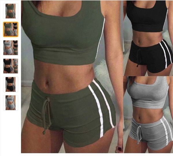 casual yoga tracksuits sets multi color double side stripe belt shorts bra tank suit fitness gym set clothes female apparel 18ay e19, White;red
casual yoga tracksuits sets multi color double side stripe belt shorts bra tank suit fitness gym set clothes female apparel 18ay e19, White;red