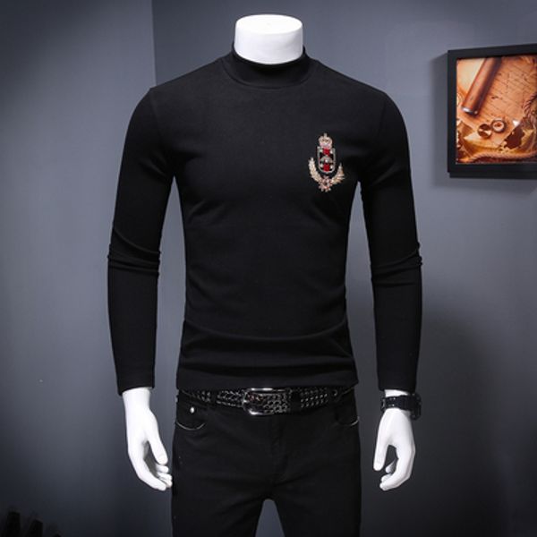 2019 new autumn and winter base with high collar long-sleeved t-shirt thick t-shirt badge embroidery large size men's t-shirt, White;black
2019 new autumn and winter base with high collar long-sleeved t-shirt thick t-shirt badge embroidery large size men's t-shirt, White;black