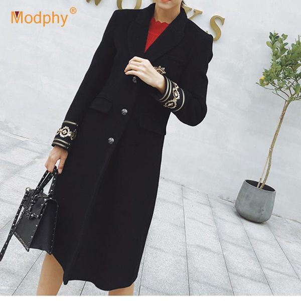 2020 spring new ladies black slim woolen coat lapel long sleeve single-breasted with belt sequin embroidery club party coat
2020 spring new ladies black slim woolen coat lapel long sleeve single-breasted with belt sequin embroidery club party coat