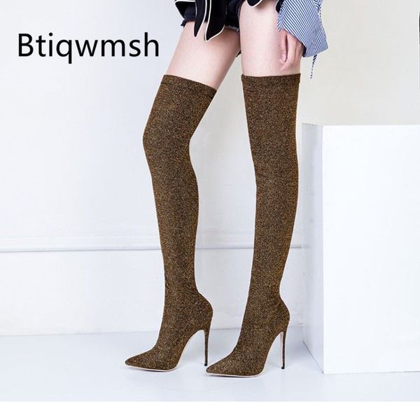 2019 sequins stretch knitting thigh high boots women pointed toe gold green red 12cm high heels shoes woman sock boots, Black
2019 sequins stretch knitting thigh high boots women pointed toe gold green red 12cm high heels shoes woman sock boots, Black