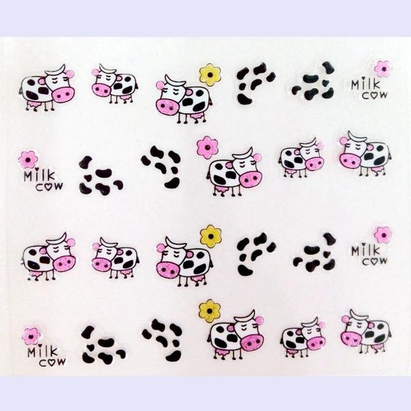 1/6 sheets self adhesive nail gel sticker cute milk cow nail stick on decals diy nails art for children, Black
1/6 sheets self adhesive nail gel sticker cute milk cow nail stick on decals diy nails art for children, Black