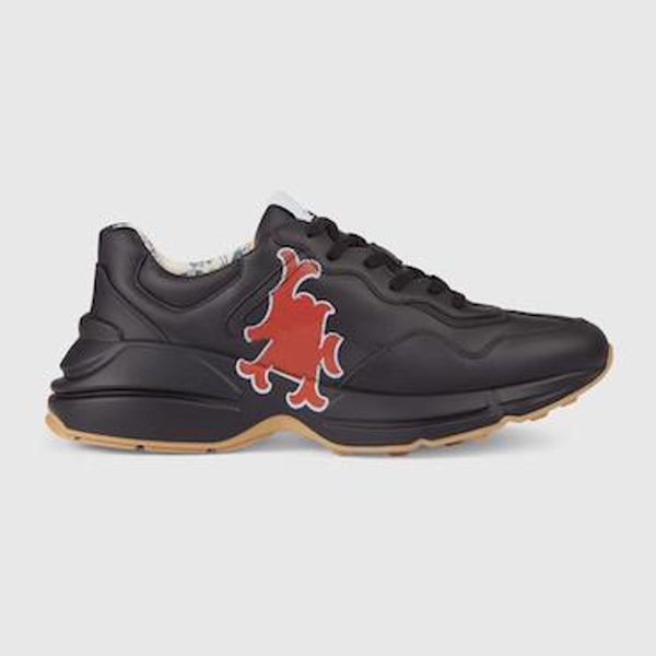 mens rhyton casual shoes dad sneaker paris fashion luxury designer women shoe platform sports strawberry wave mouth tiger web print cs07, Black 
mens rhyton casual shoes dad sneaker paris fashion luxury designer women shoe platform sports strawberry wave mouth tiger web print cs07, Black