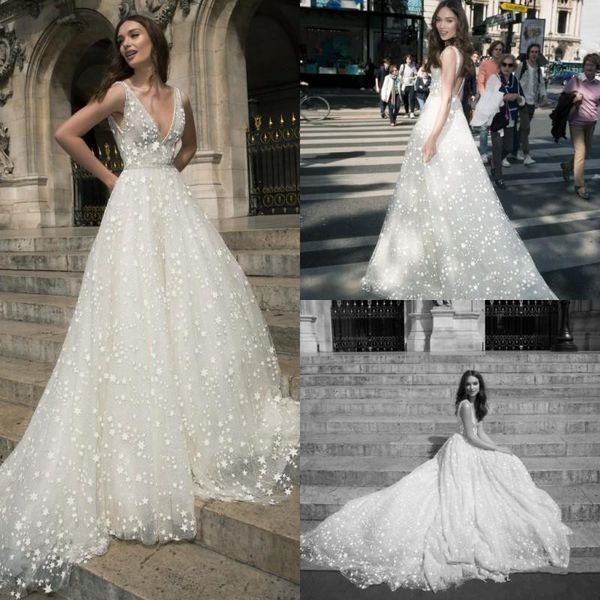 julie vino 2019 bohemian beach wedding dresses deep v neck gorgeous star lace bridal gowns backless vestido de novia wedding dress, White
julie vino 2019 bohemian beach wedding dresses deep v neck gorgeous star lace bridal gowns backless vestido de novia wedding dress, White