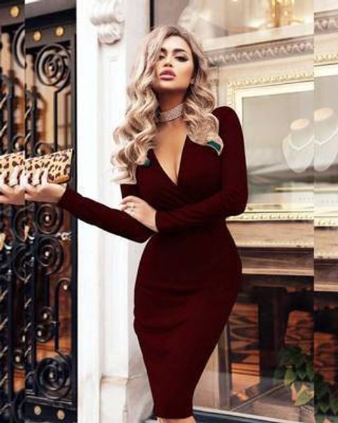 aprilgrass brand designer women vintage bodycon slim party dress long sleeve deep v neck solid casual elegant dress fashion dress, White;black
aprilgrass brand designer women vintage bodycon slim party dress long sleeve deep v neck solid casual elegant dress fashion dress, White;black