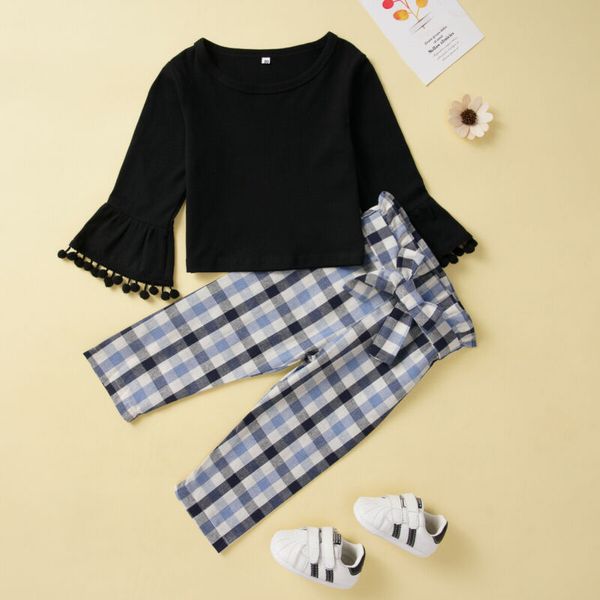 малыш kid baby girl младенческой одежда футболка кисточки flare рукав длинной plaid узел брюки outfit set, White
малыш kid baby girl младенческой одежда футболка кисточки flare рукав длинной plaid узел брюки outfit set, White